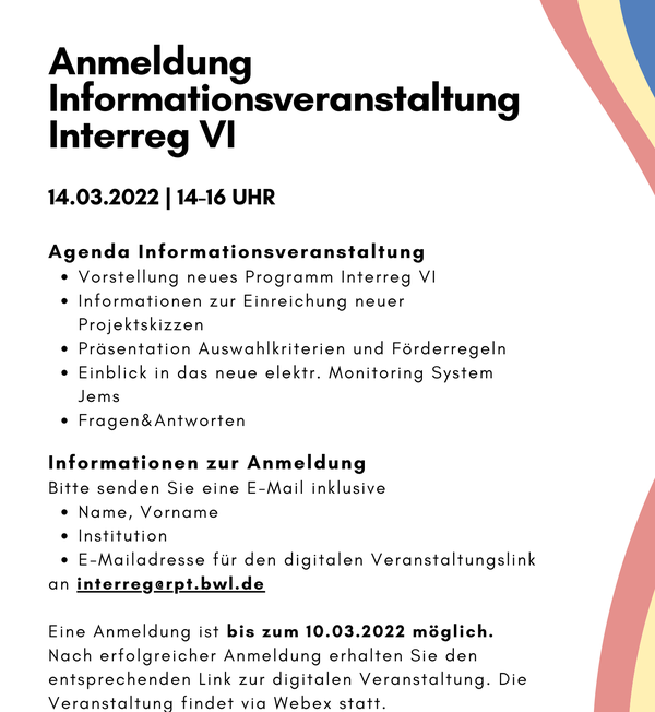 Einladung zur digitalen Informationsveranstaltung Interreg VI Alpenrhein-Bodensee-Hochrhein (Anmeldungen sind nicht mehr möglich)